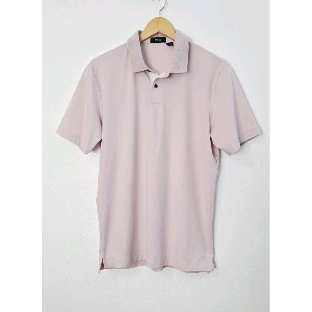 Theory Polo Shirt Light Pink Men's Size Medium Stretch Casual Classic Preppy